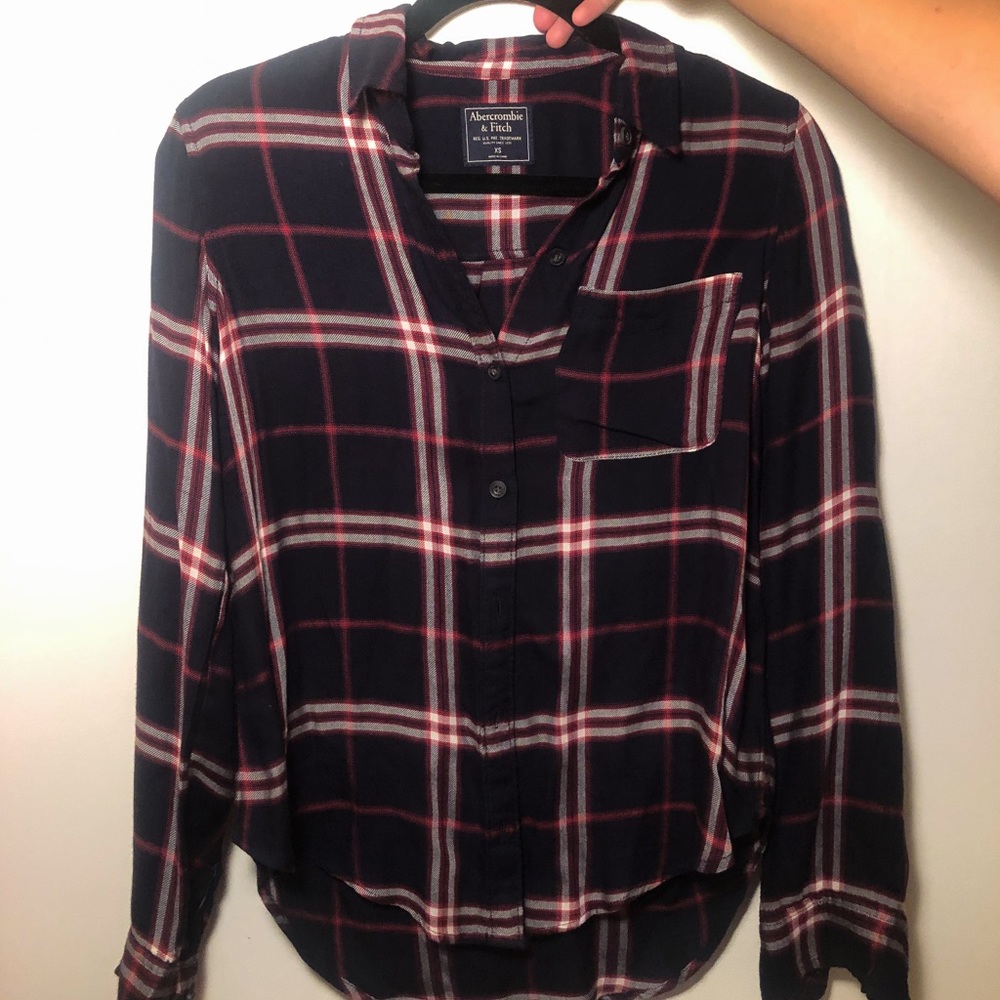 Navy, white, and red Abercrombie & Fitch Flannel